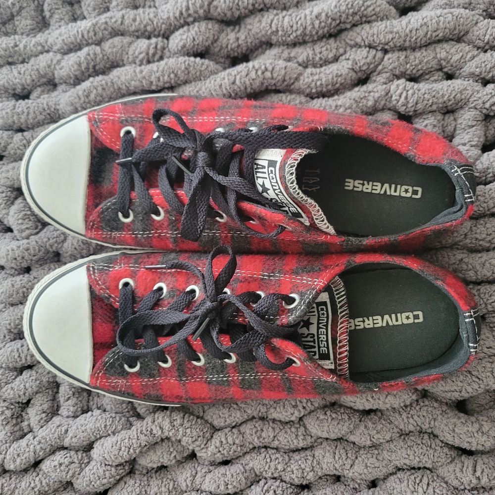 Gently Used Converse Red Plaid Sneakers
